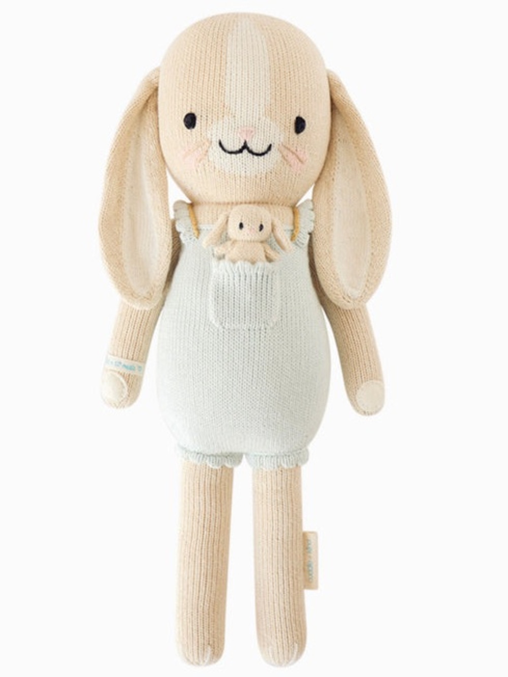 Cuddle + Kind Briar the Bunny 13" EUC Hand Knit Doll w baby bunny
